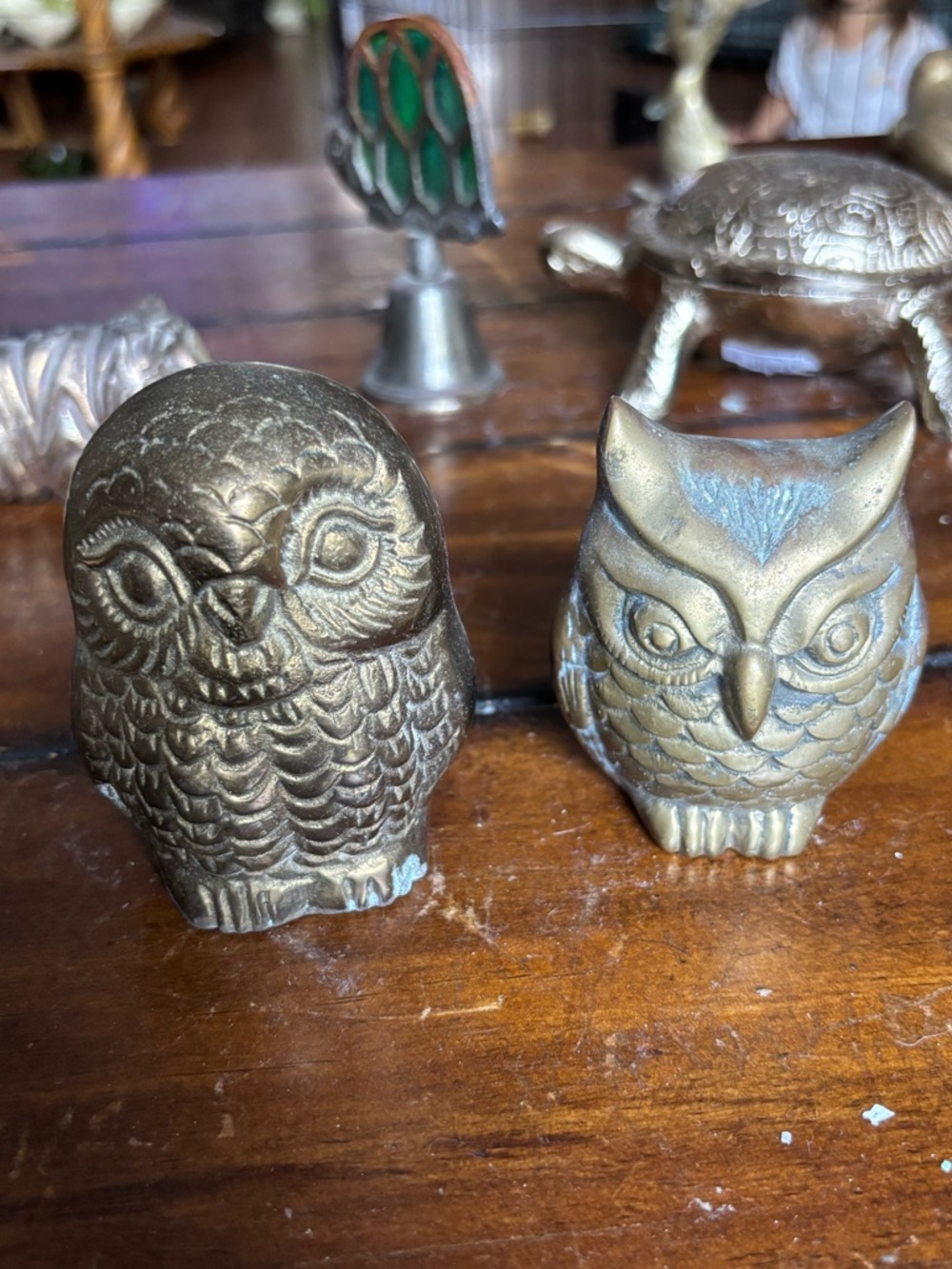 Brass Owl Figurines - Set of Two